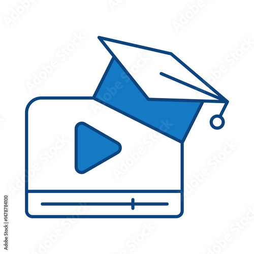 Online Education Blue Line Icon. E-learning, Education, Teaching, Online Study Icons Editable Stroke Vector Illustration