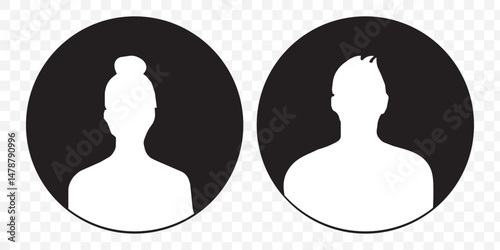 Men and women avatars set. Male and female silhouettes abstract people. User profiles badges. Unknown or anonymous persons. Vector illustration. EPS 10.