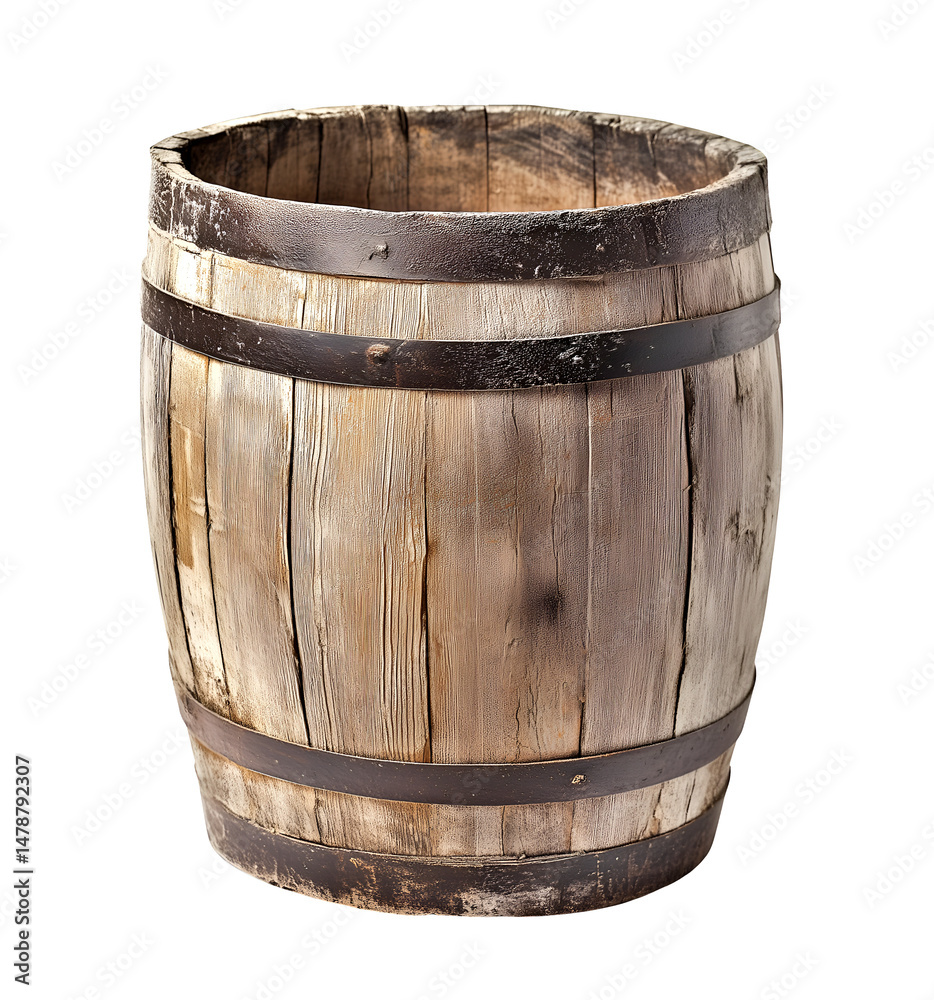 Fototapeta premium Wooden Barrel Isolated on Transparent Background
