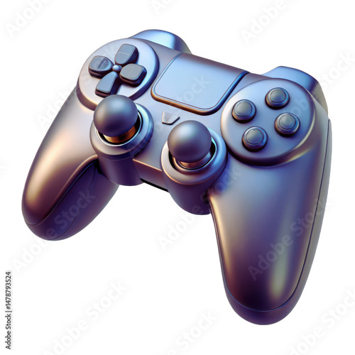 3d Modern Gray Gaming Controller Isolated on PNG