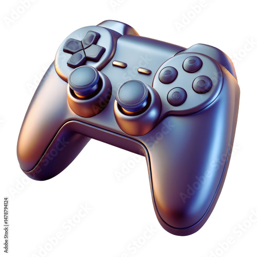 3d Modern Gray Gaming Controller Isolated on PNG