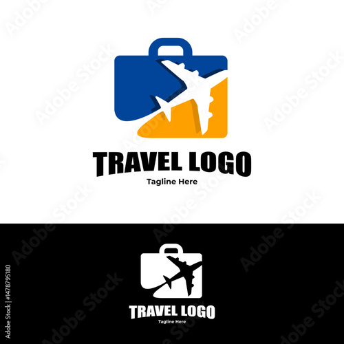 airplane and travel bag logo abstract design
