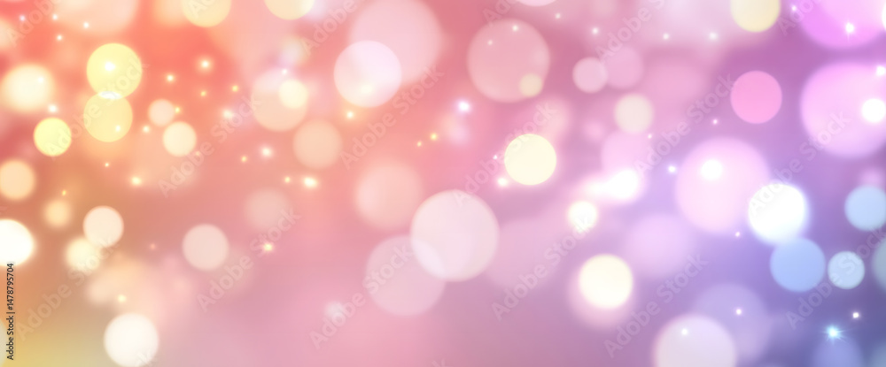 Obraz premium Abstract Festive Background with Glowing Bokeh Lights in Soft Pastel Pink and Purple Tones