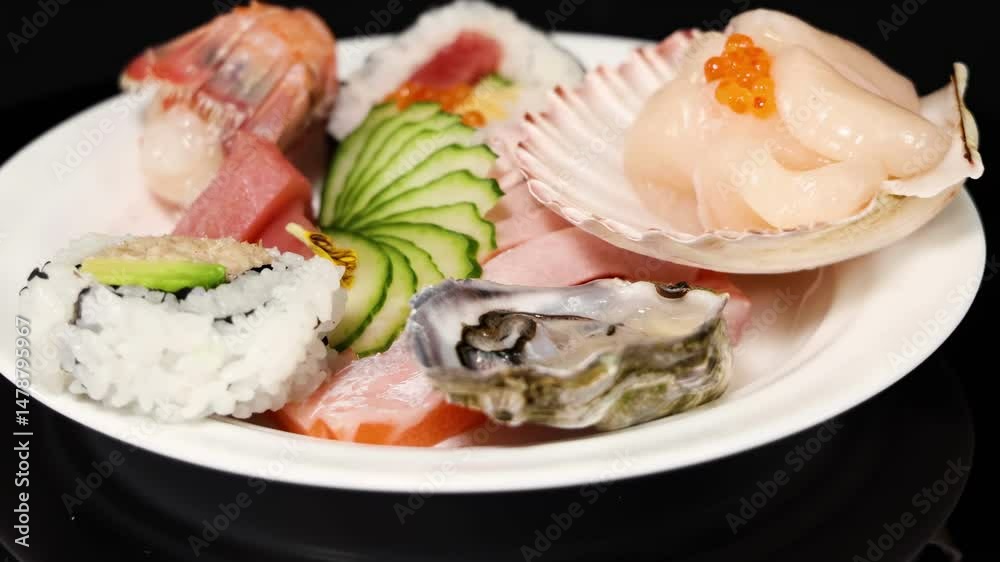 Gourmet Sushi Plate with Shellfish and Nigiri Gourmet Sushi Plate with Shellfish and Nigiri