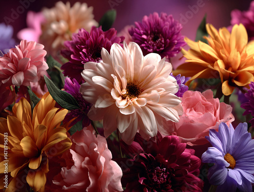 Wallpaper Mural A beautiful bouquet of carnations in various colors, isolated on background. The flowers are fresh and vibrant, perfect for floral arrangements or as a decorative element. Torontodigital.ca