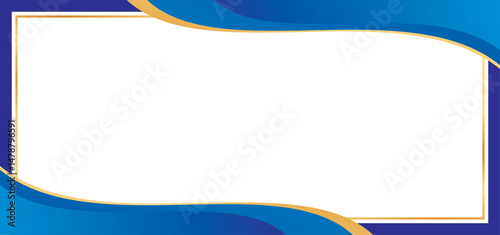 Blue vector banner design with a wave and paper clip