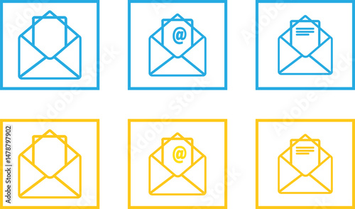 mail envelope icons in linear style. Mail icon vector for illustration, transparent background vactor,
