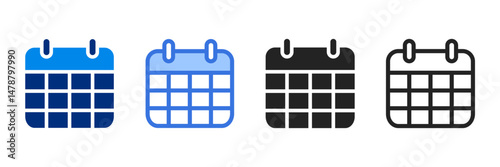 Calendar  Icon Set Multiple Style Vector Illustration 