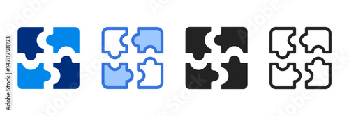 Puzzle  Icon Set Multiple Style Vector Illustration 