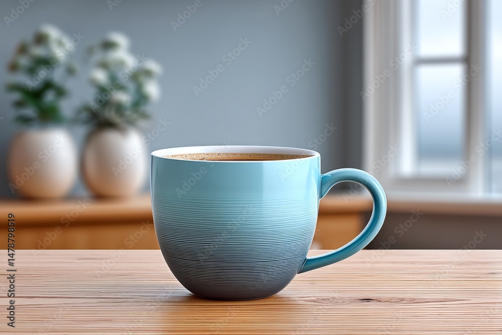 Fototapeta premium A blurry, pixelated photo printed on a mug with uneven alignment