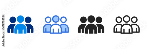 Society  Icon Set Multiple Style Vector Illustration 