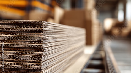 Stacked corrugated cardboard sheets in a factory (1)