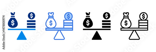 Balance  Icon Set Multiple Style Vector Illustration 