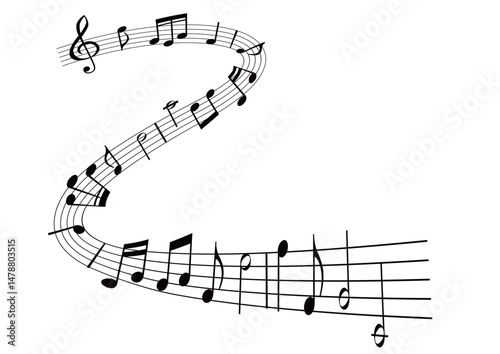 うねった曲線の五線譜