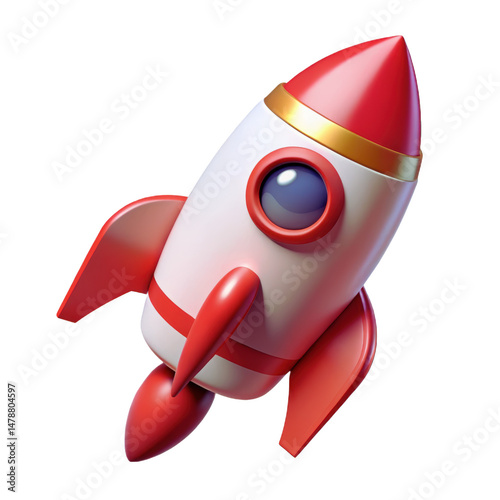 Cute 3D Cartoon Rocket Ready for Launch PNG