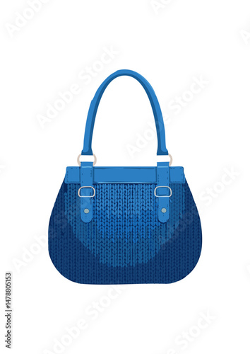 Women's handbag, blue, with handle, knitted with wool, round handle, with daisy pattern. the way they can inject personality into a more relaxed look. The shoulder bag, with its strap designed to be w