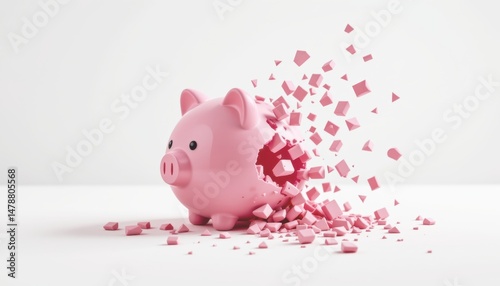 Broken piggy bank with coins spilling out, symbolizing financial loss.