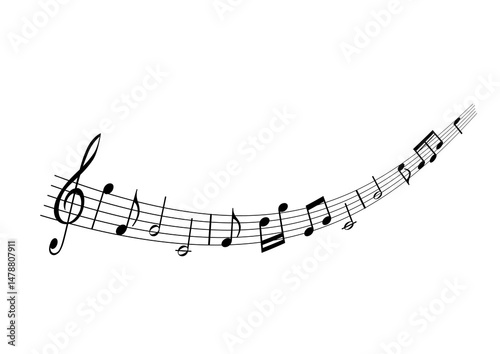 曲線の五線譜のあしらい