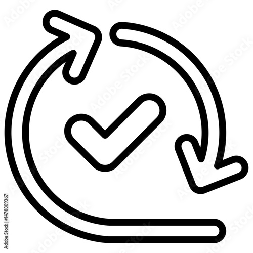 Agile Check - Circular arrows with checkmark, illustrating iterative task validation and agile strategy