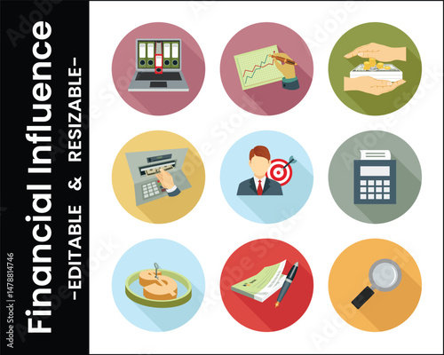 Financial And Business Vector Icons Collection Flat Design Illustration Set Editable Style