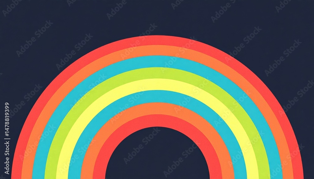 Obraz premium A vibrant rainbow-colored poster featuring bold, playful lettering that reads, 