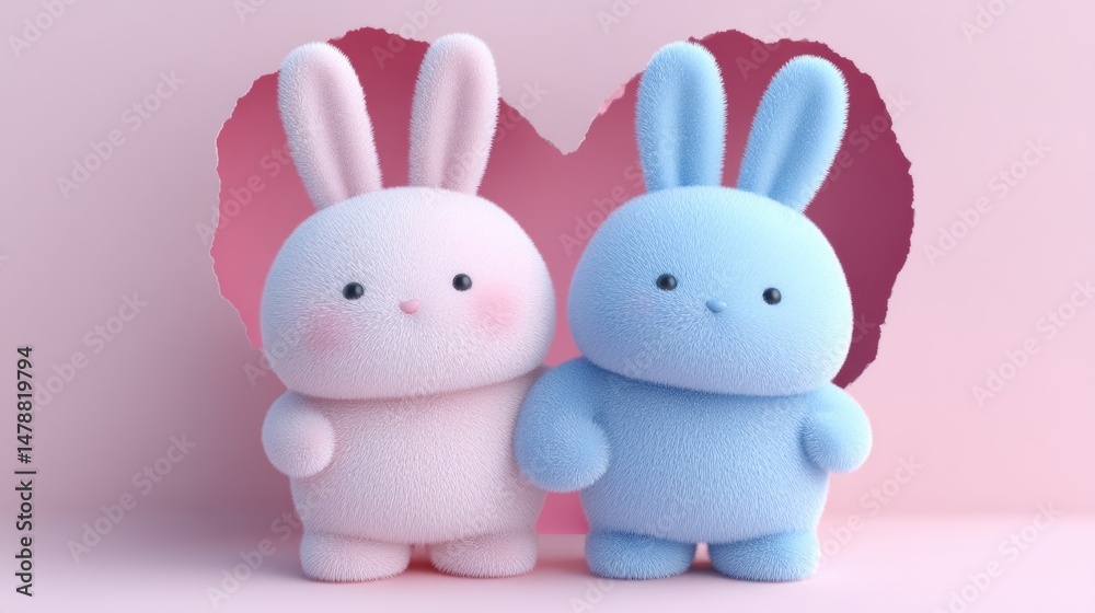 Pink and Blue Bunnies with Heart is a commercial-quality stock image concept ideal for digital marketing, creative design, educational content, and modern visual storytelling. Pink and Blue Bunnies with Heart is a commercial-quality stock image concept ideal for digital marketing, creative design, educational content, and modern visual storytelling.