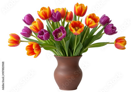 Wallpaper Mural Vase of colorful tulips floral arrangement isolated on transparent background Torontodigital.ca