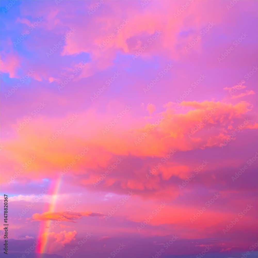 Fototapeta premium A breathtaking sky painted with vibrant rainbow hues, blending seamlessly from deep violet to bright red, creating a stunning natural spectacle at sunset.