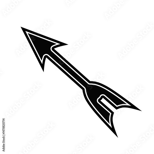 Black straight arrow icon pointing left with bold outlines and a sharp tip, symbolizing direction, navigation, or movement in a modern and minimal graphic style. Transparent background