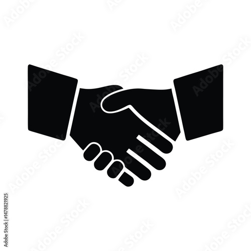 Vector icon of business handshake illustrating partnership, corporate deal, agreement, mutual trust, support, client relation, and professional teamwork

