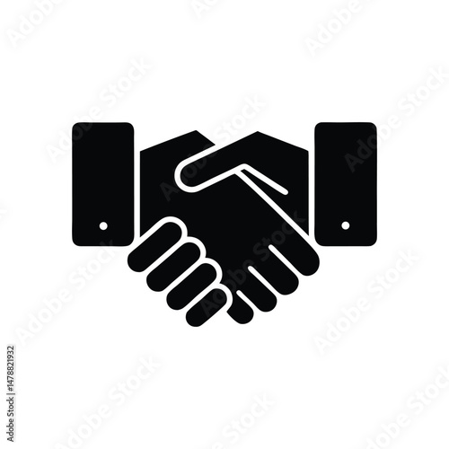 Minimal business handshake vector icon representing deal, partnership, agreement, collaboration, corporate success, communication, and unity in business

