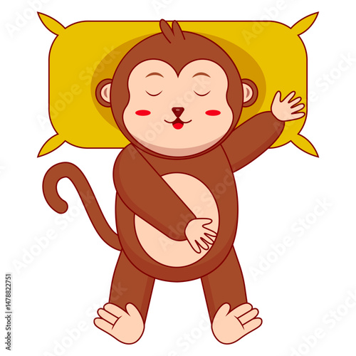 Cute Baby Monkey Mascot Character. Vector Illustration in Cartoon Concept.