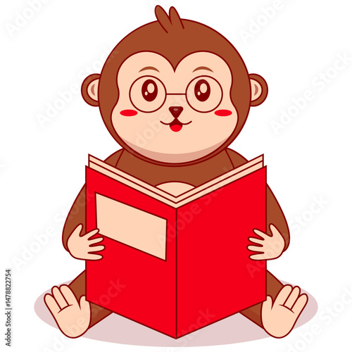 Cute Baby Monkey Mascot Character. Vector Illustration in Cartoon Concept.
