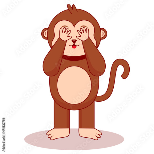 Cute Baby Monkey Mascot Character. Vector Illustration in Cartoon Concept.