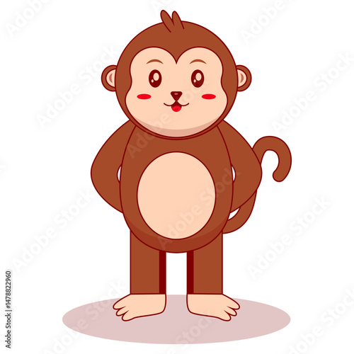 Cute Baby Monkey Mascot Character. Vector Illustration in Cartoon Concept.