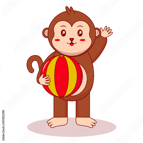 Cute Baby Monkey Mascot Character. Vector Illustration in Cartoon Concept.