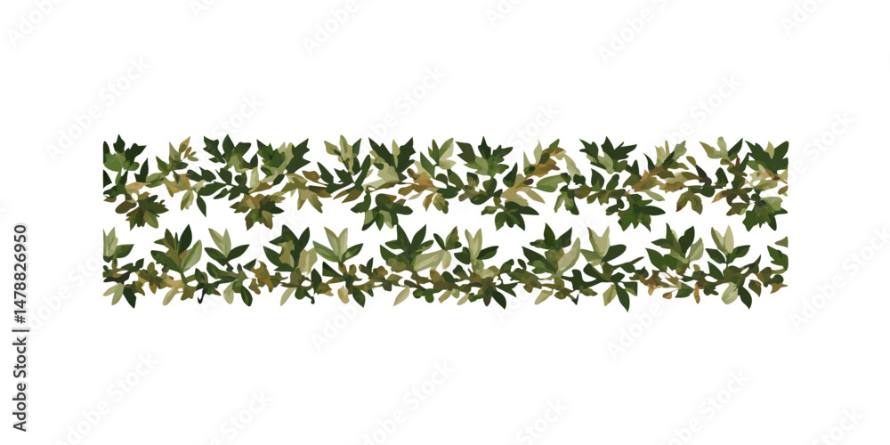 Dense horizontal camouflage vine border in leafy pattern