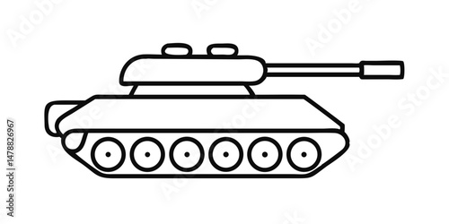Minimal tank icon in outline with turret and treads