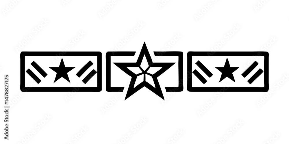 Star and chevron rank badge in double box frame Star and chevron rank badge in double box frame