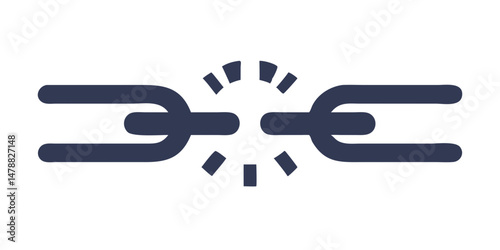 Broken chain link icon with central burst effect