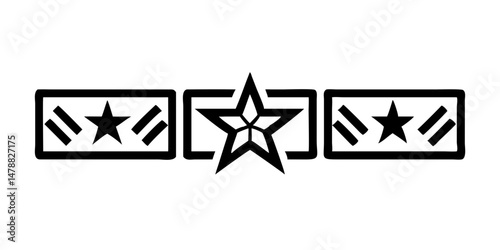 Star and chevron rank badge in double box frame