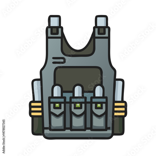 Military tactical vest with ammo pouches and straps