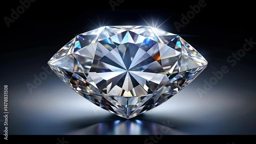 Stunning Close-Up of a Brilliant Cut Diamond with Sparkling Reflections