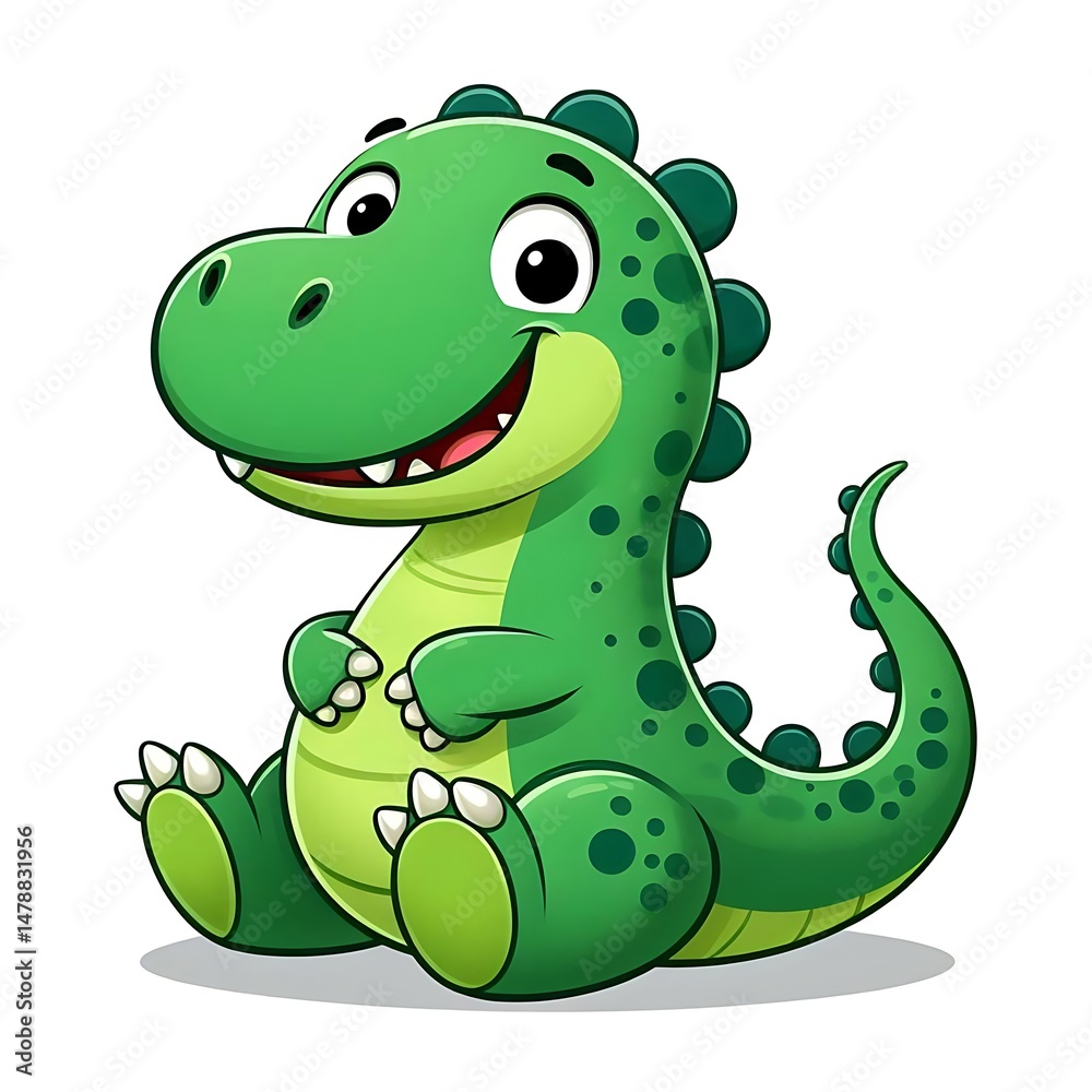 Fototapeta premium Cute baby dinosaur cartoon illustration on white background