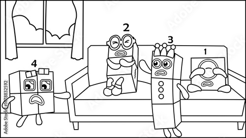 coloring book for kids number blocks icon shaped vector illustration 60 