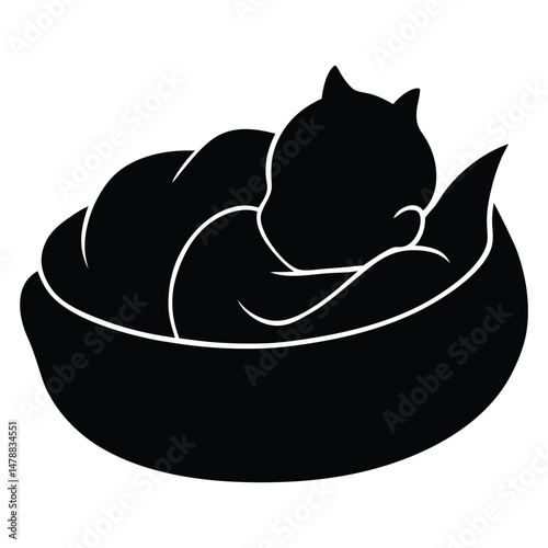 Sleeping Baby Curled Up in Nest Silhouette