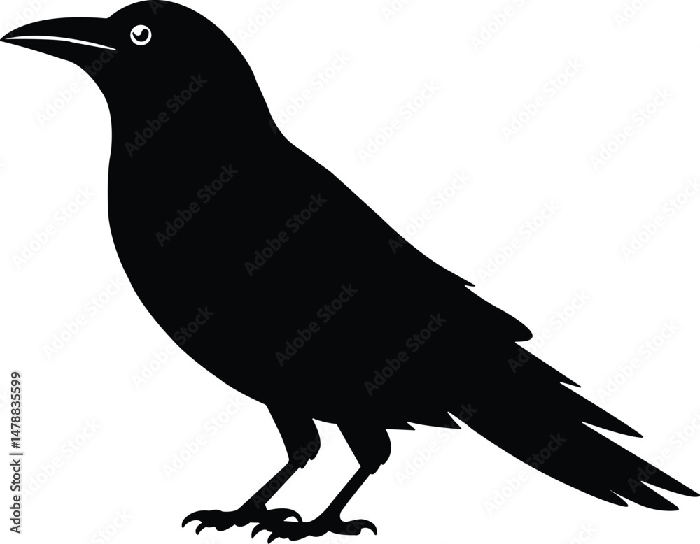 Obraz premium High Resolution Crow Silhouette Vector Graphic for Design Projects