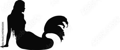 Elegant Mermaid Silhouette Vector Illustration for Design Projects