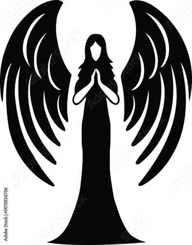 Elegant Angel Silhouette Vector Illustration for Design Projects