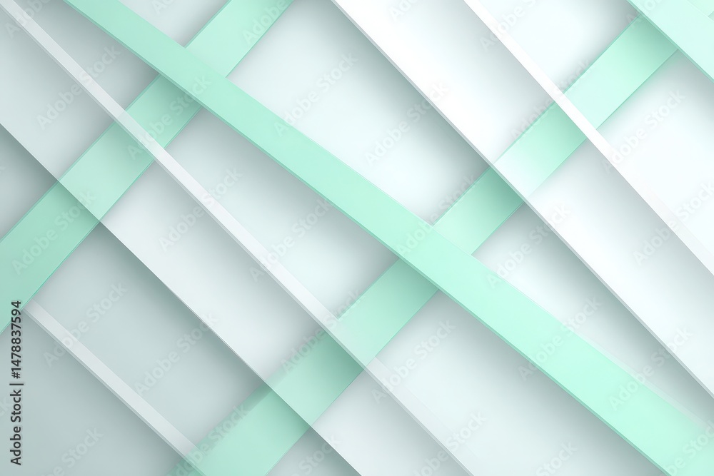 Obraz premium Abstract design featuring overlapping light mint green and white planes.